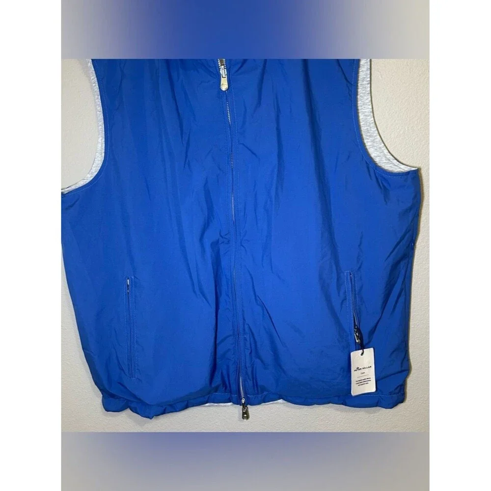 NEW Peter Millar Crown Blue Gray Reversible Full Zip Golf Vest Men’s Size XL